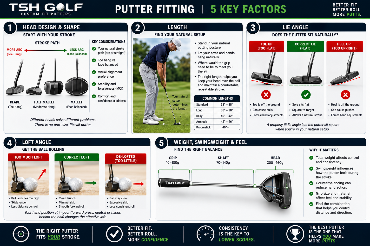 TSH Golf five key factors in putter fitting