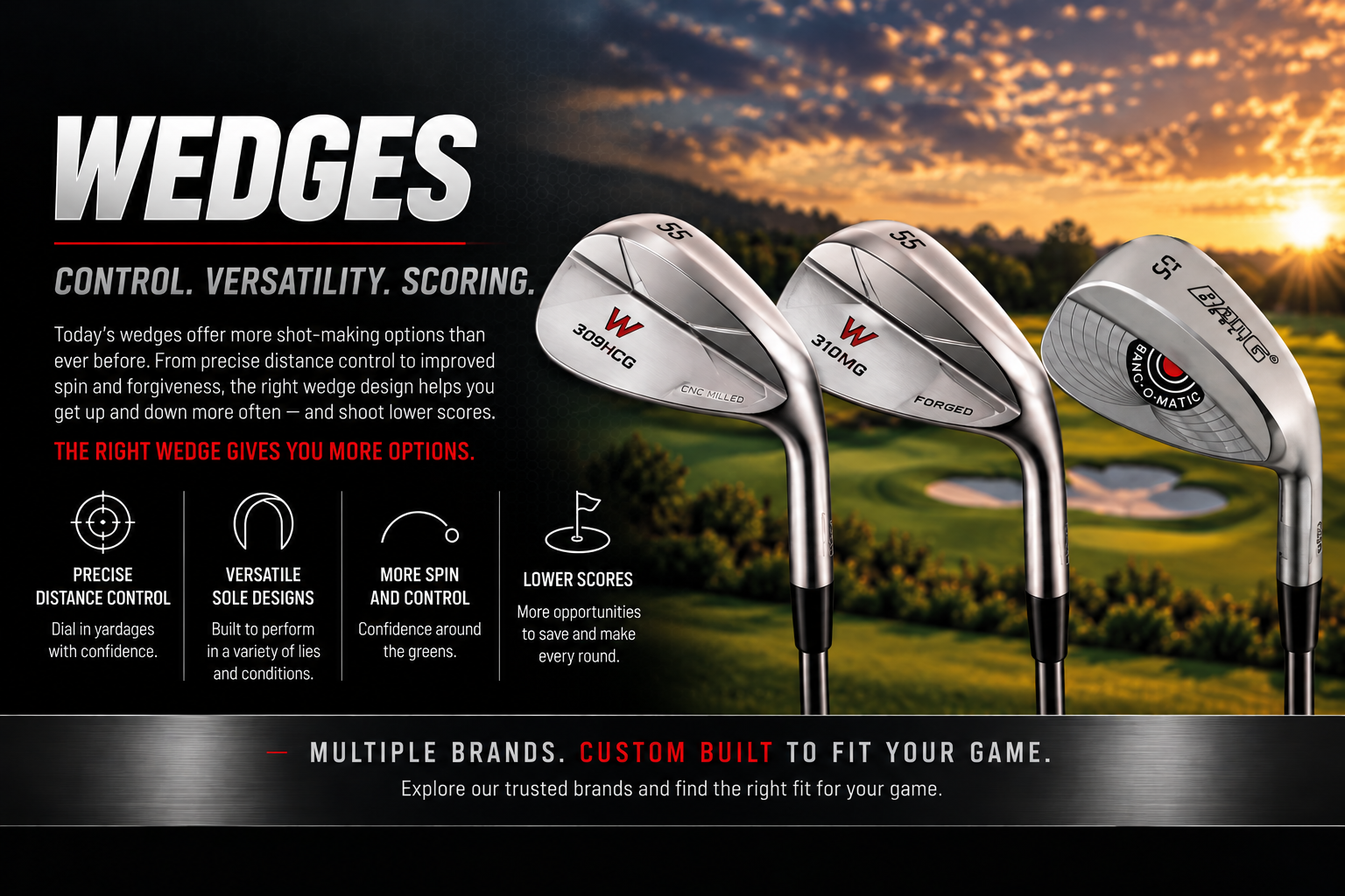 Wedges — Control. Versatility. Scoring.