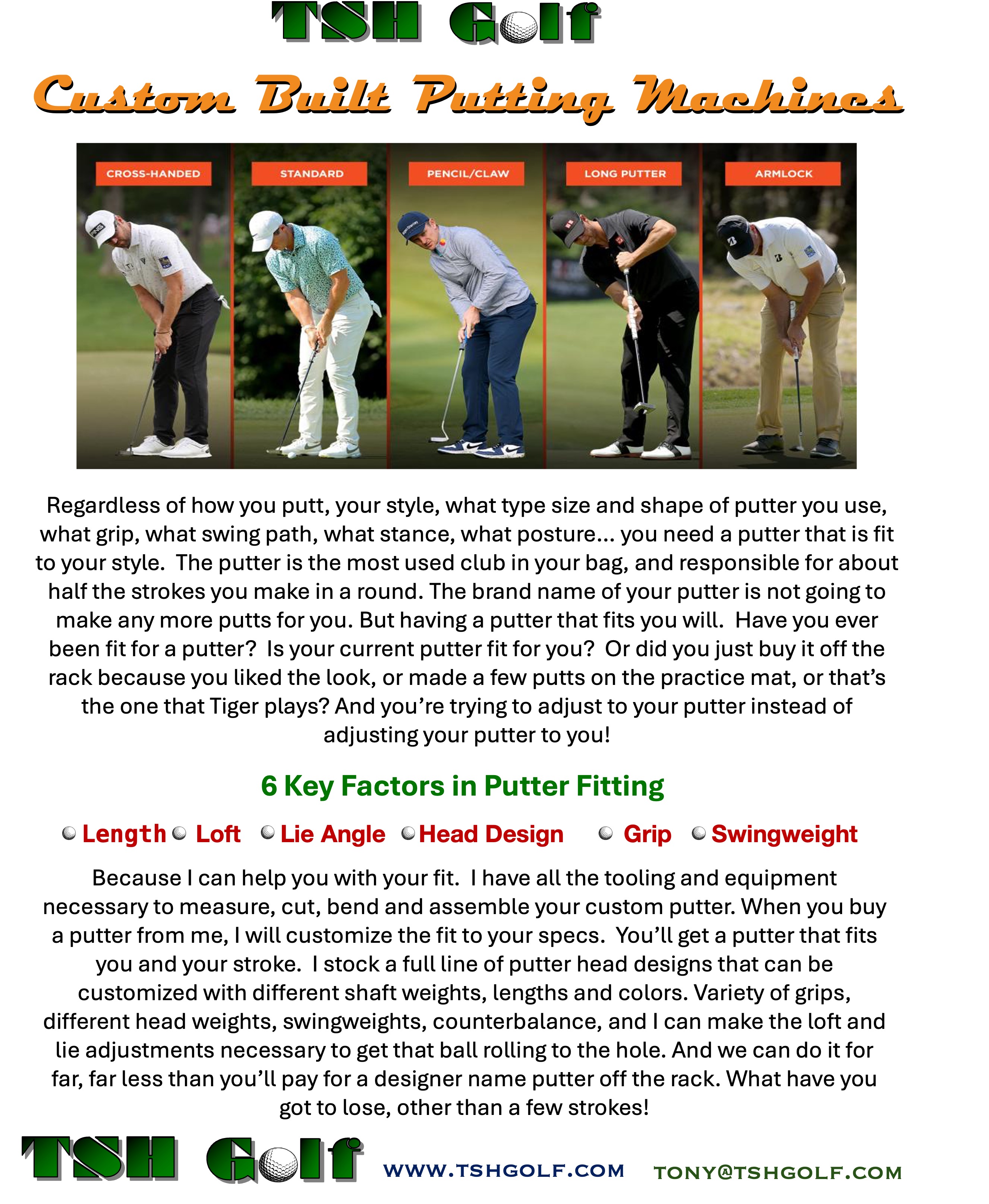 TSH Golf putter fitting and custom building overview